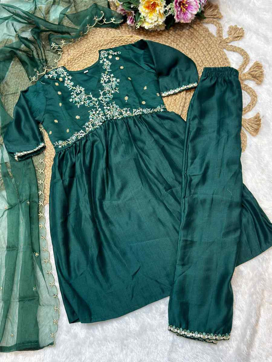 GreenOrange Viscose Embroidered Wedding Festival Salwars Girls Wear