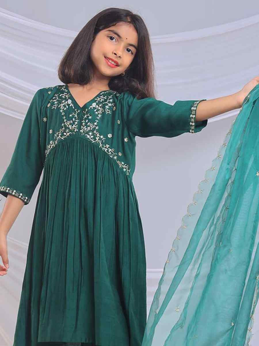 GreenOrange Viscose Embroidered Wedding Festival Salwars Girls Wear