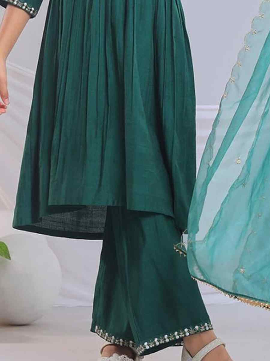 GreenOrange Viscose Embroidered Wedding Festival Salwars Girls Wear
