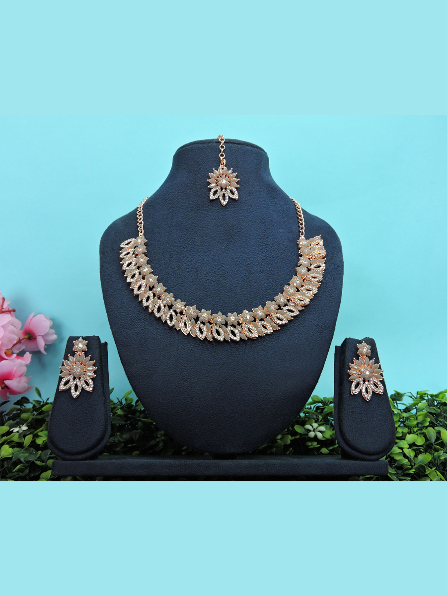 Grey Alloy Festival Wear Kundan Necklace