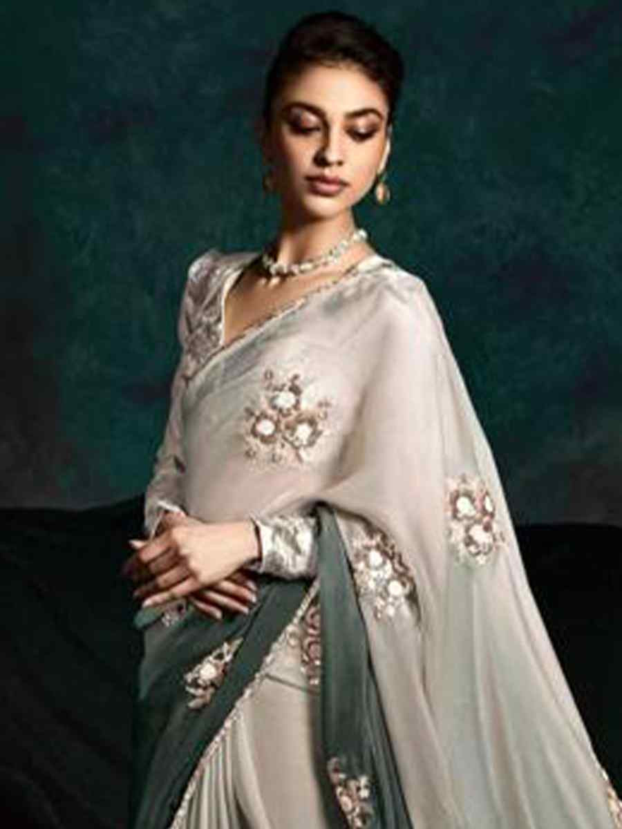 Grey Art Silk Handwoven Festival Wedding Heavy Border Saree