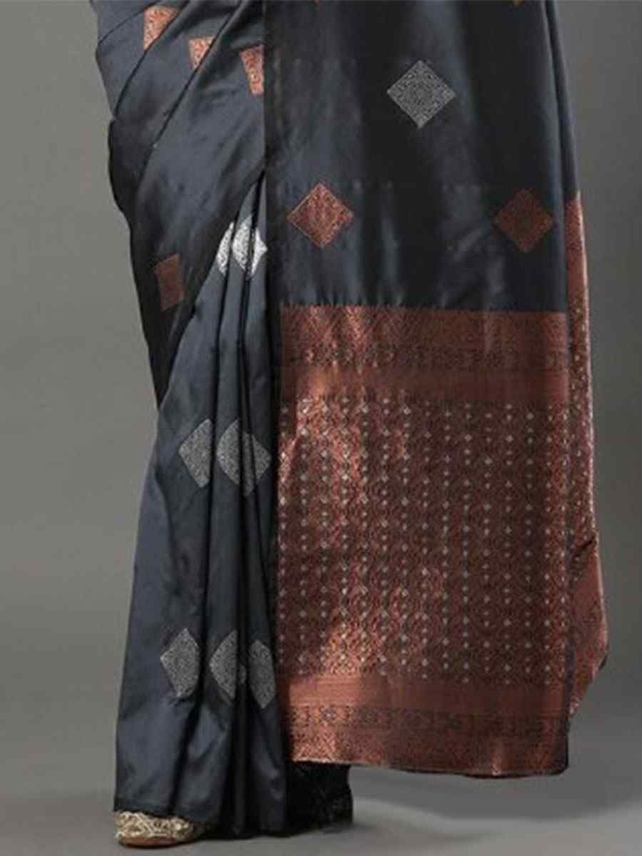 Grey Banarasi Soft Silk Handwoven Casual Festival Classic Style Saree