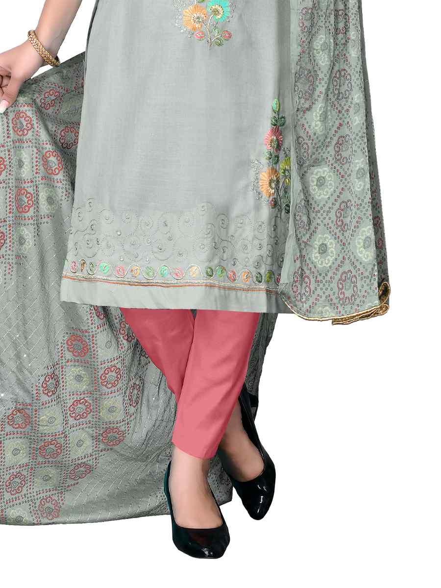 Grey Cotton Embroidered Festival Wedding Pant Salwar Kameez