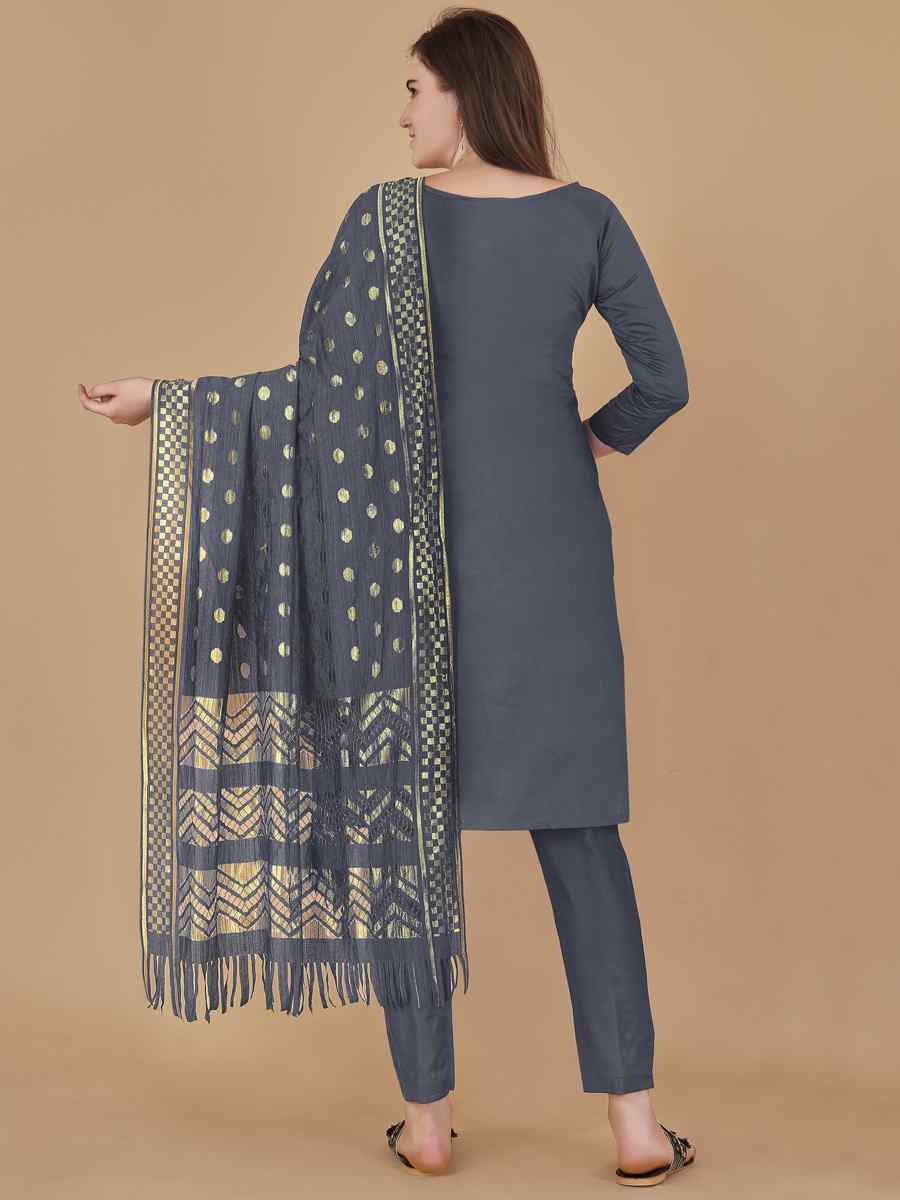 Grey Cotton Jacquard Handwoven Casual Festival Pant Salwar Kameez