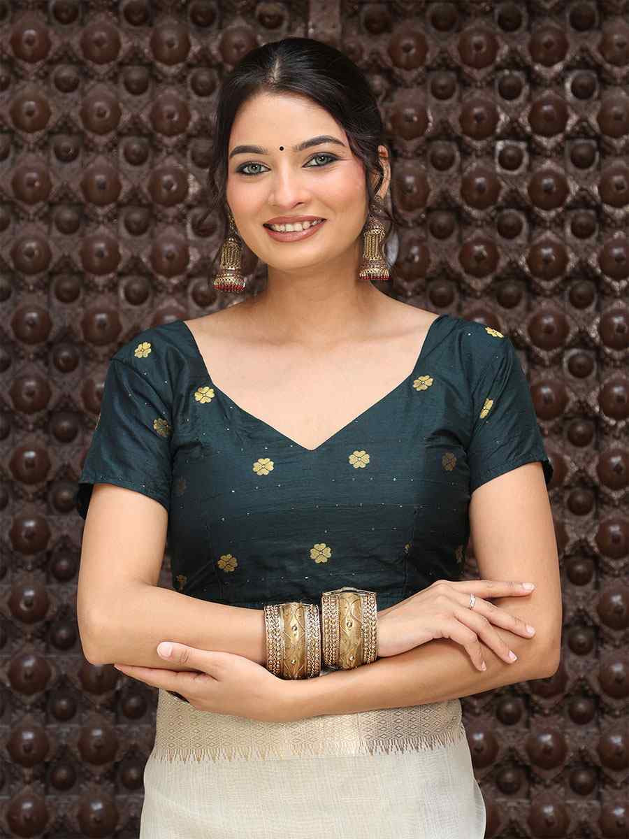 Grey Cotton Plain Zari Work Casual Reception Festival Wedding Fancy Classic Style Sarees