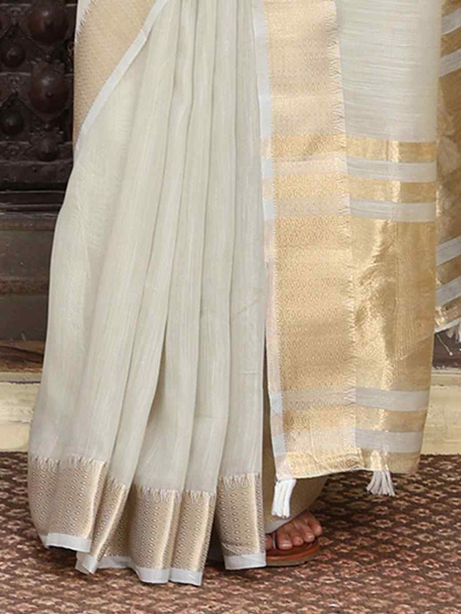 Grey Cotton Plain Zari Work Casual Reception Festival Wedding Fancy Classic Style Sarees