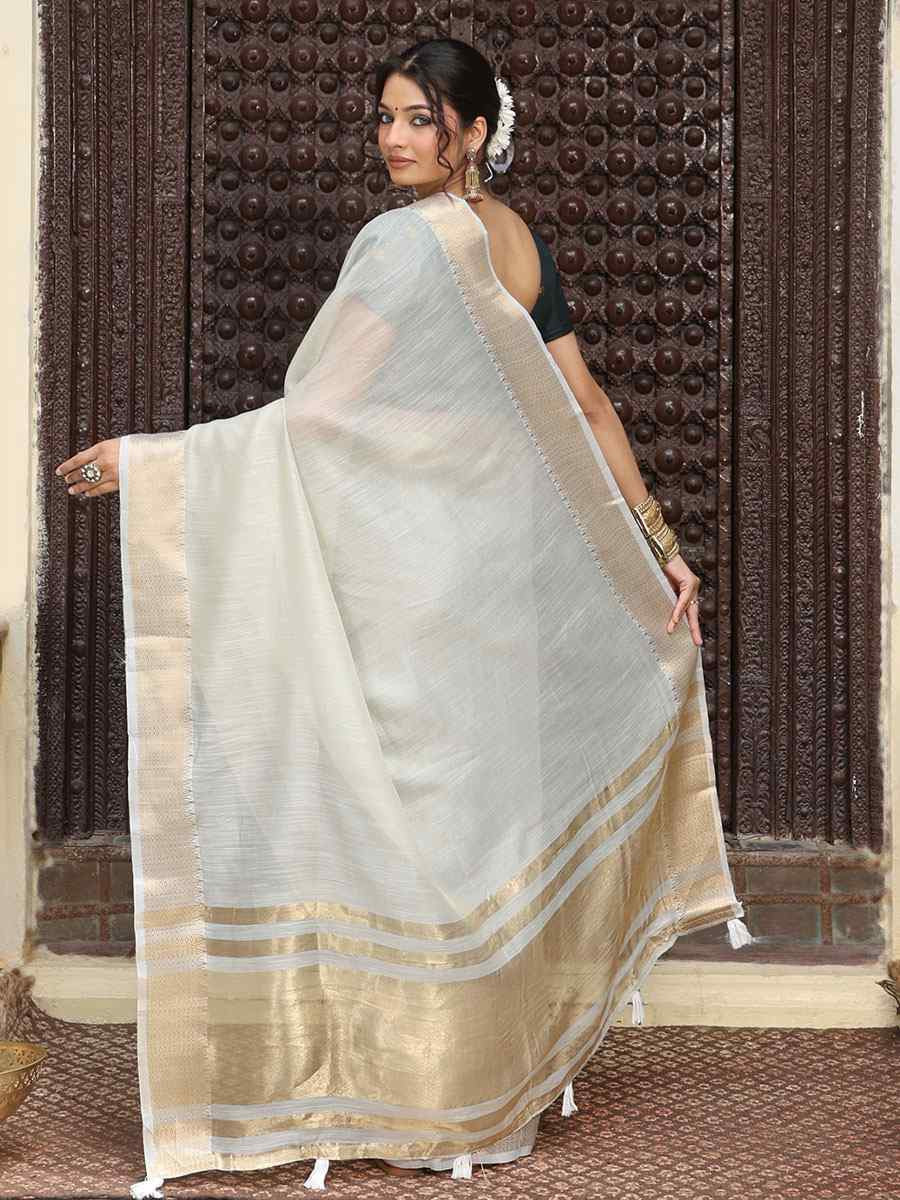 Grey Cotton Plain Zari Work Casual Reception Festival Wedding Fancy Classic Style Sarees