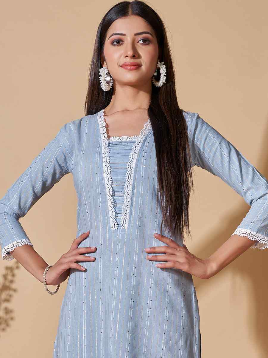 Grey Cotton Printed Casual Festival Kurti