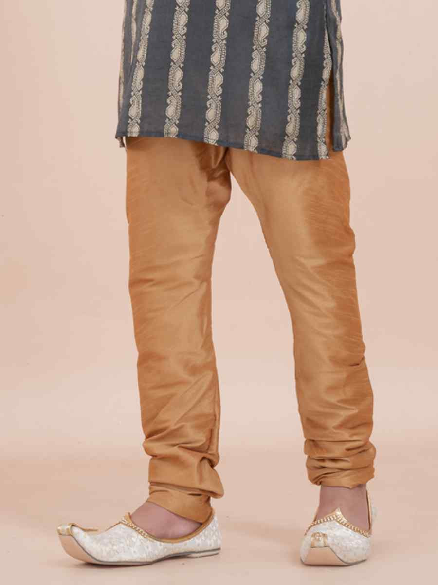 Grey Cotton Self Jacquard Embroidered Festival Traditional Kurta Pyjama Boys Wear