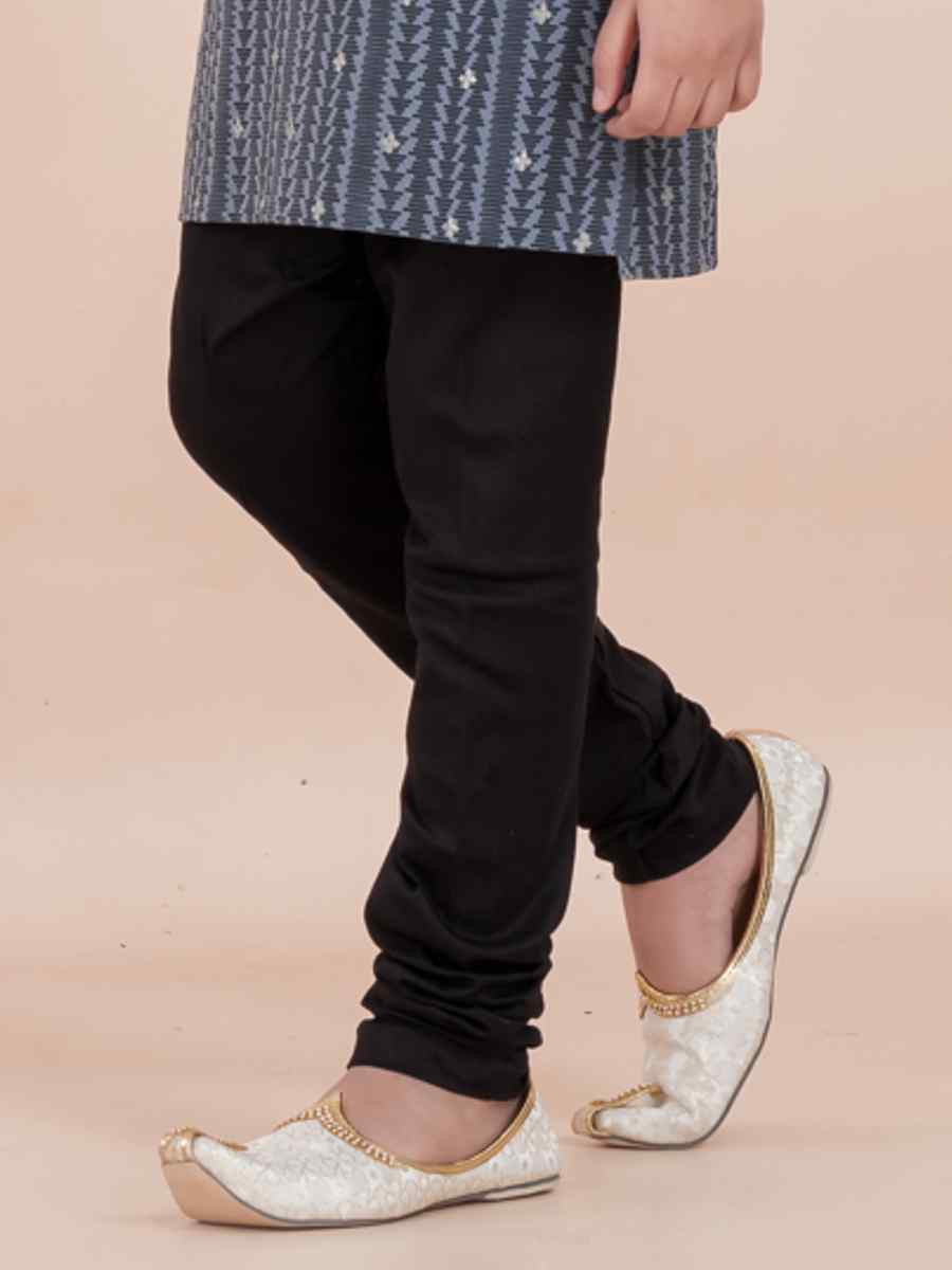 Grey Cotton Self Jacquard Embroidered Festival Traditional Kurta Pyjama Boys Wear