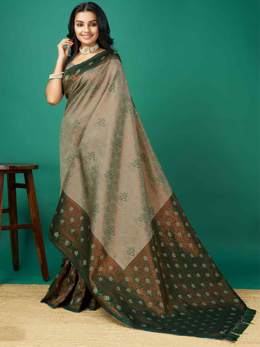 Grey Cream Soft Silk Handwoven Festival Casual Heavy Border Saree