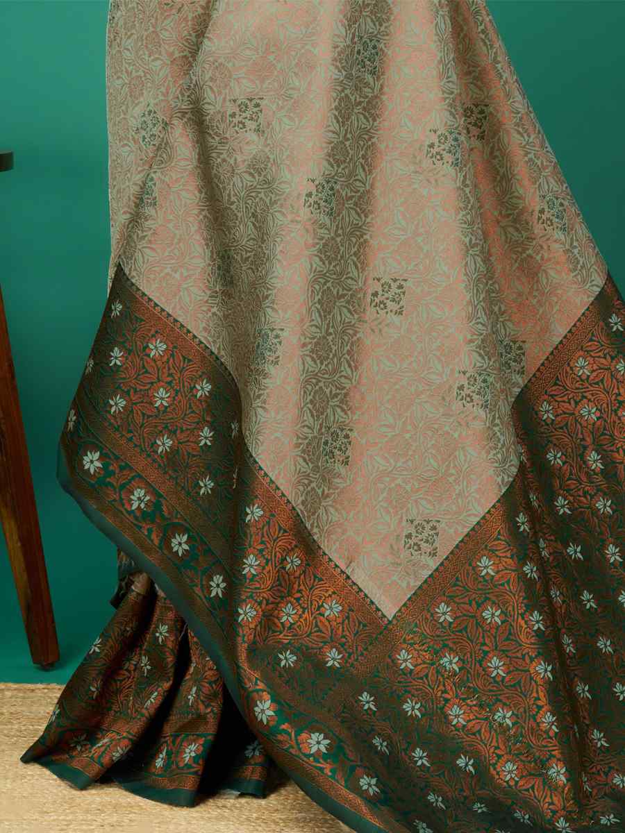 Grey Cream Soft Silk Handwoven Festival Casual Heavy Border Saree