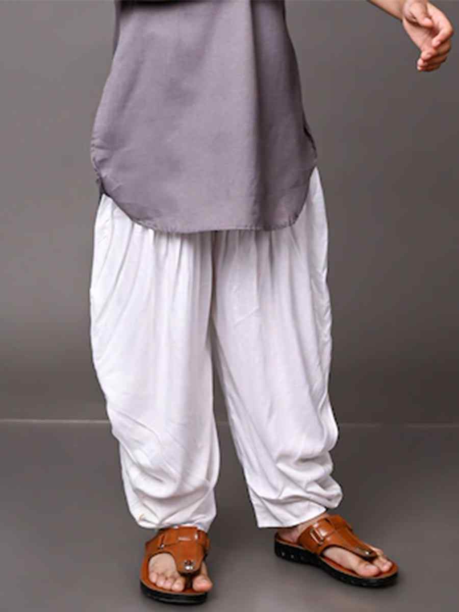 Grey Dupion Silk Brocade Festival Traditional Kurta Dhoti Boys Wear