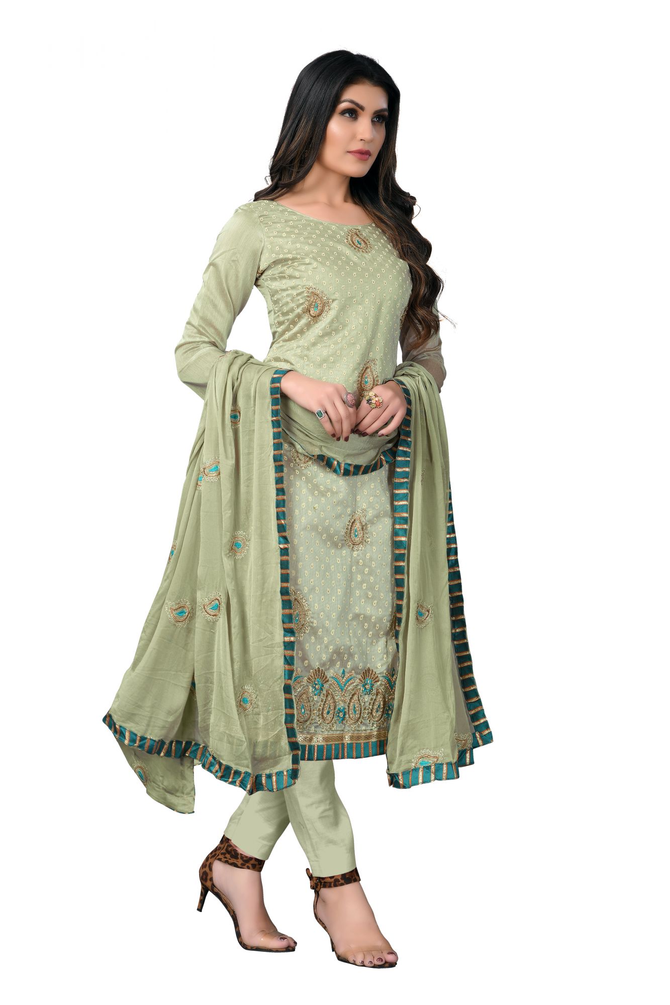 Grey Embroidery Festival Party Pant Salwar Kameez