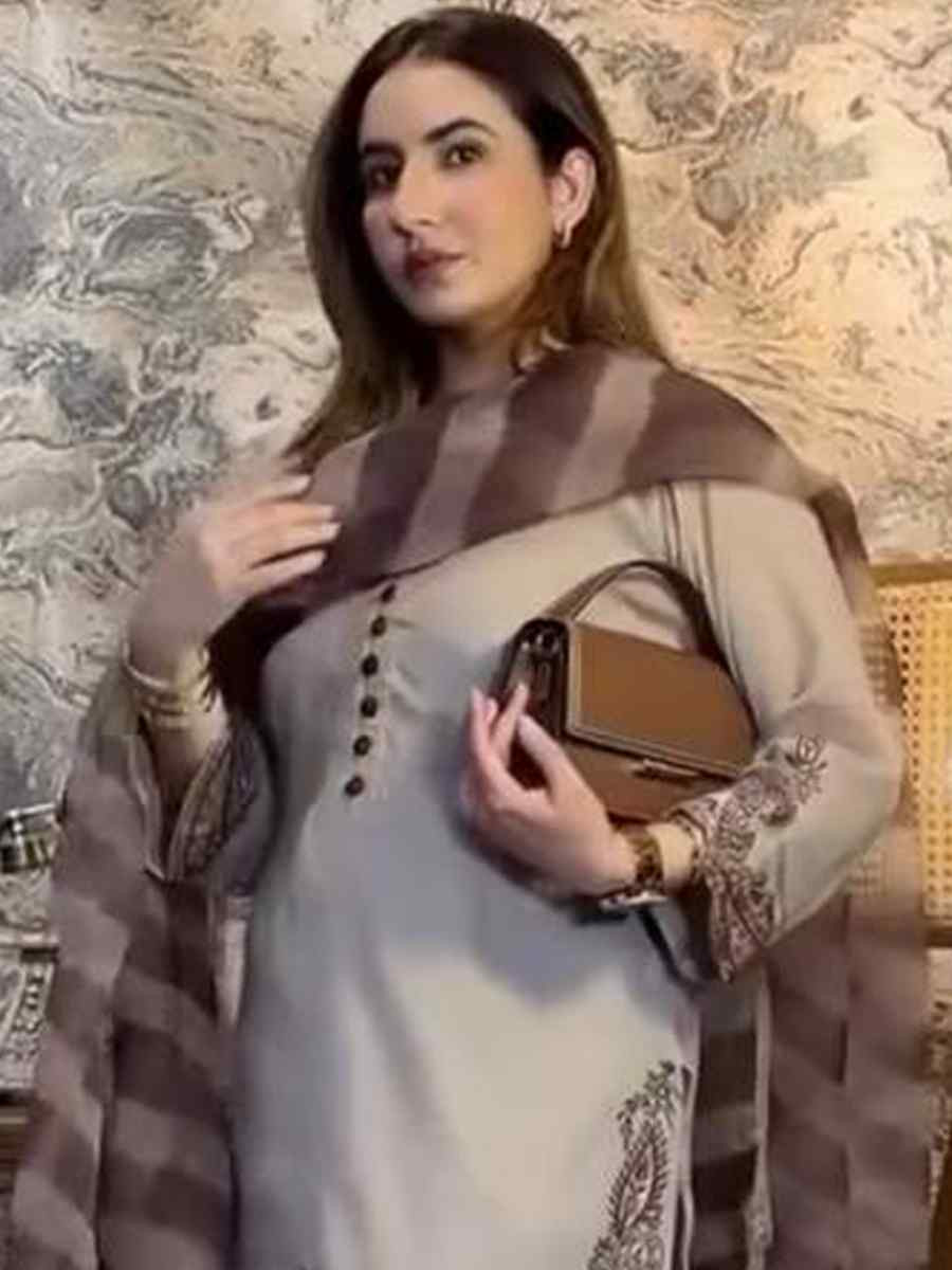 Grey Fox Georgette Embroidered Party Wedding Ready Pant Salwar Kameez