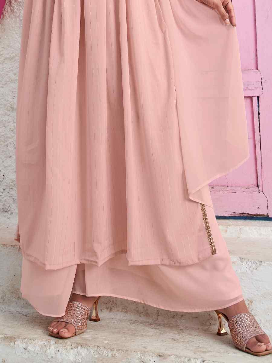 Peach Georgette Embroidered Festival Party Ready Anarkali Salwar Kameez