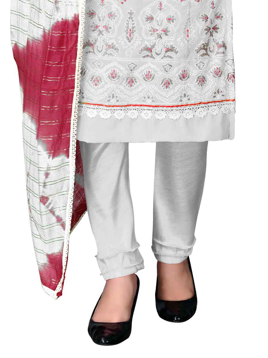 Grey Georgette Embroidered Festival Wedding Pant Salwar Kameez