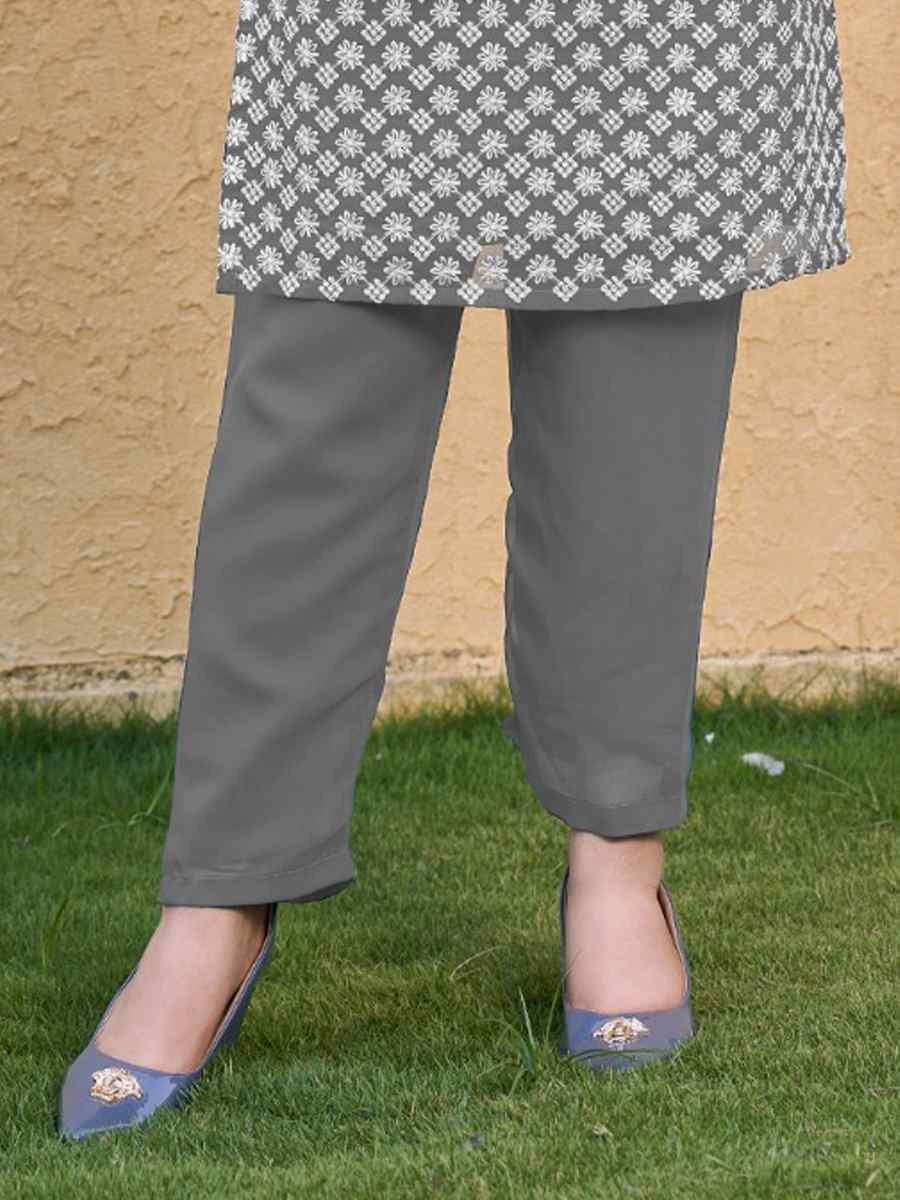 Grey Georgette Embroidery Festival Casual Kurti