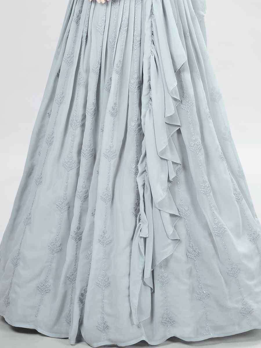 Grey Georgette Sequins Festival Party Wear Circular Lehenga Choli