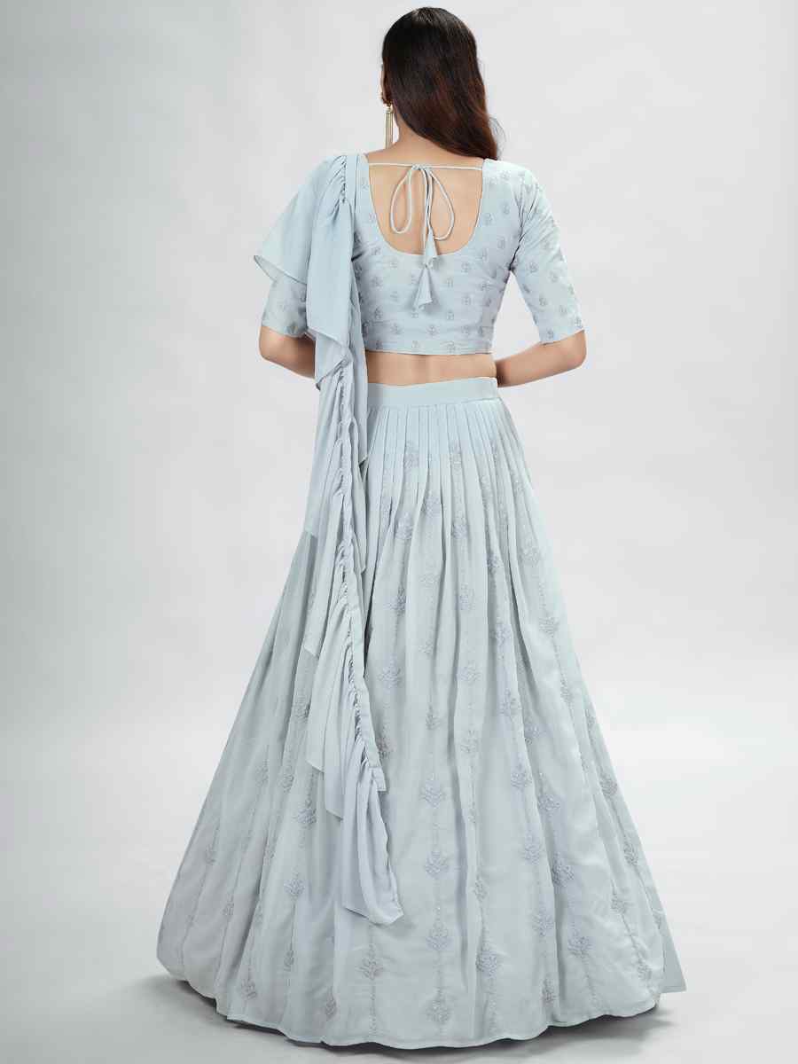 Grey Georgette Sequins Festival Party Wear Circular Lehenga Choli