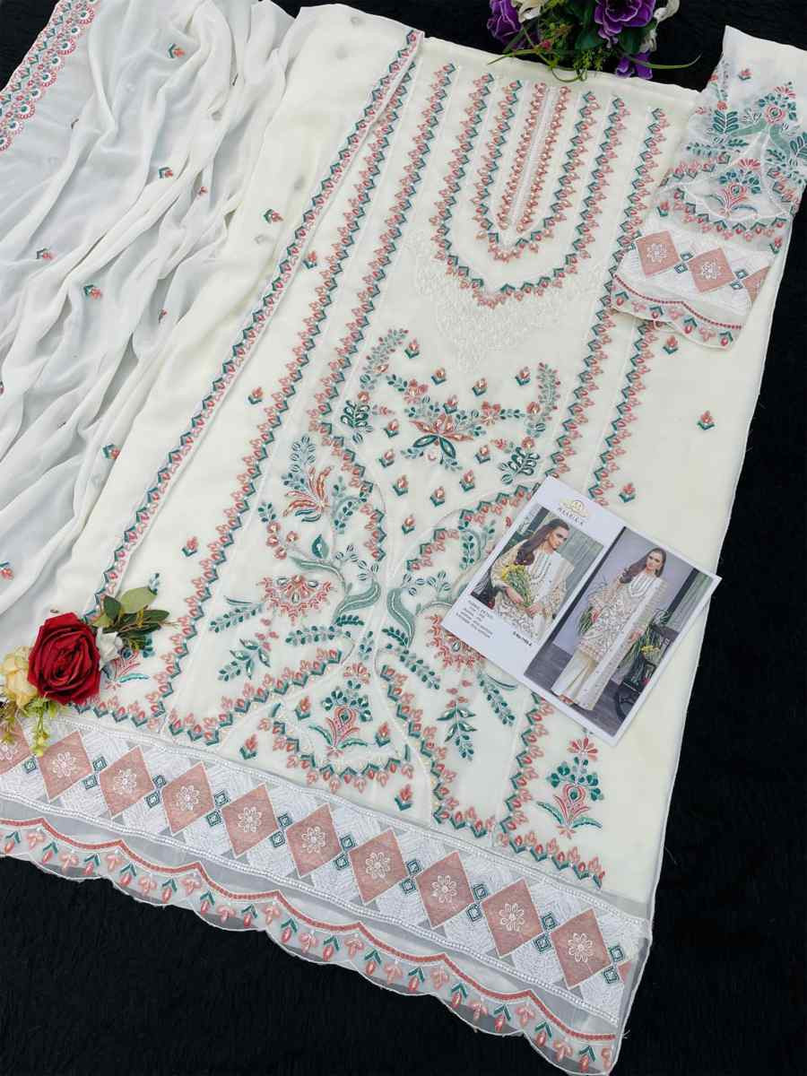 Grey Heavy Foux Georgette Embroidered Festival Wedding Pant Salwar Kameez