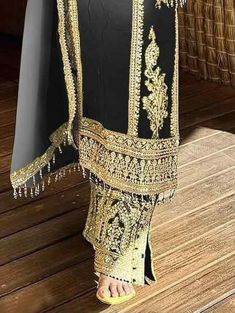 Grey Heavy Pure Dull Tone Peding Chinon Silk Embroidered Fastive Wedding Ready Pant Salwar Kameez