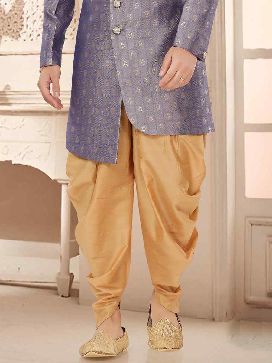 Grey Jacquard Woven Festival Wedding Kurta