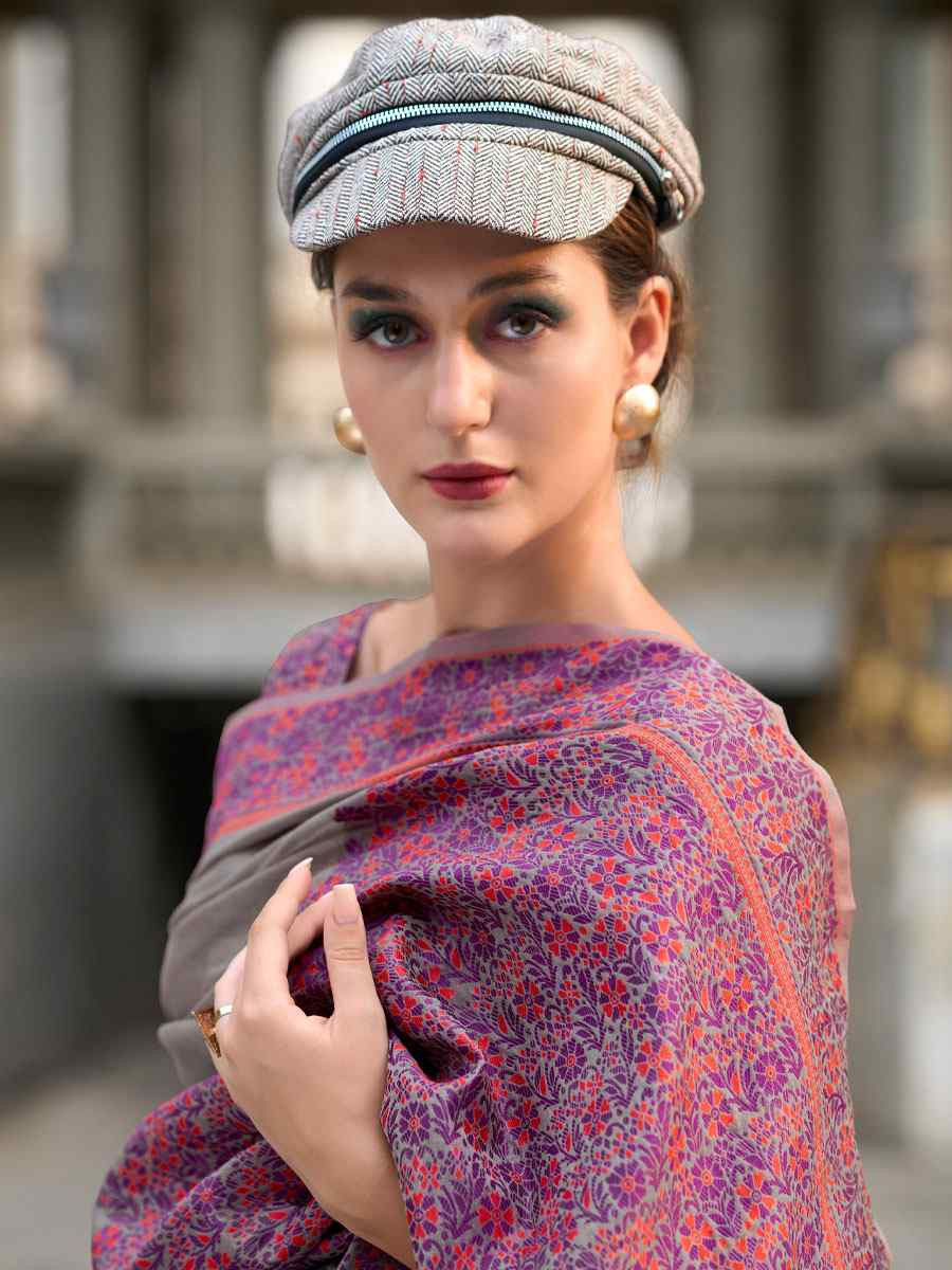 Grey Linen Cotton Silk Handwoven Festival Wedding Fancy Heavy Border Saree