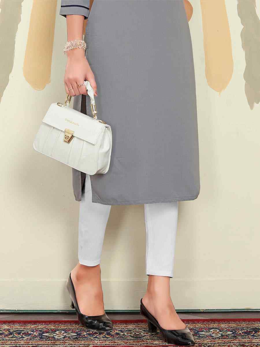 Grey Maaza Cotton Embroidered Festival Casual Kurti