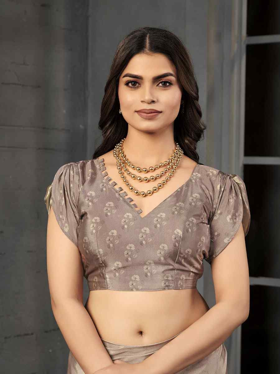 Grey Malai Crepe Silk Printed Casual Reception Festival Wedding Fancy Classic Style Sarees