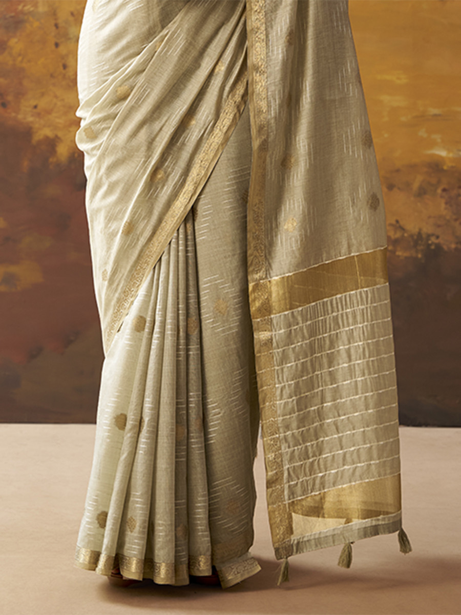 Grey Modal Cotton Zari Weaving Wedding Reception Party Festival Casual Heavy Border Sarees
