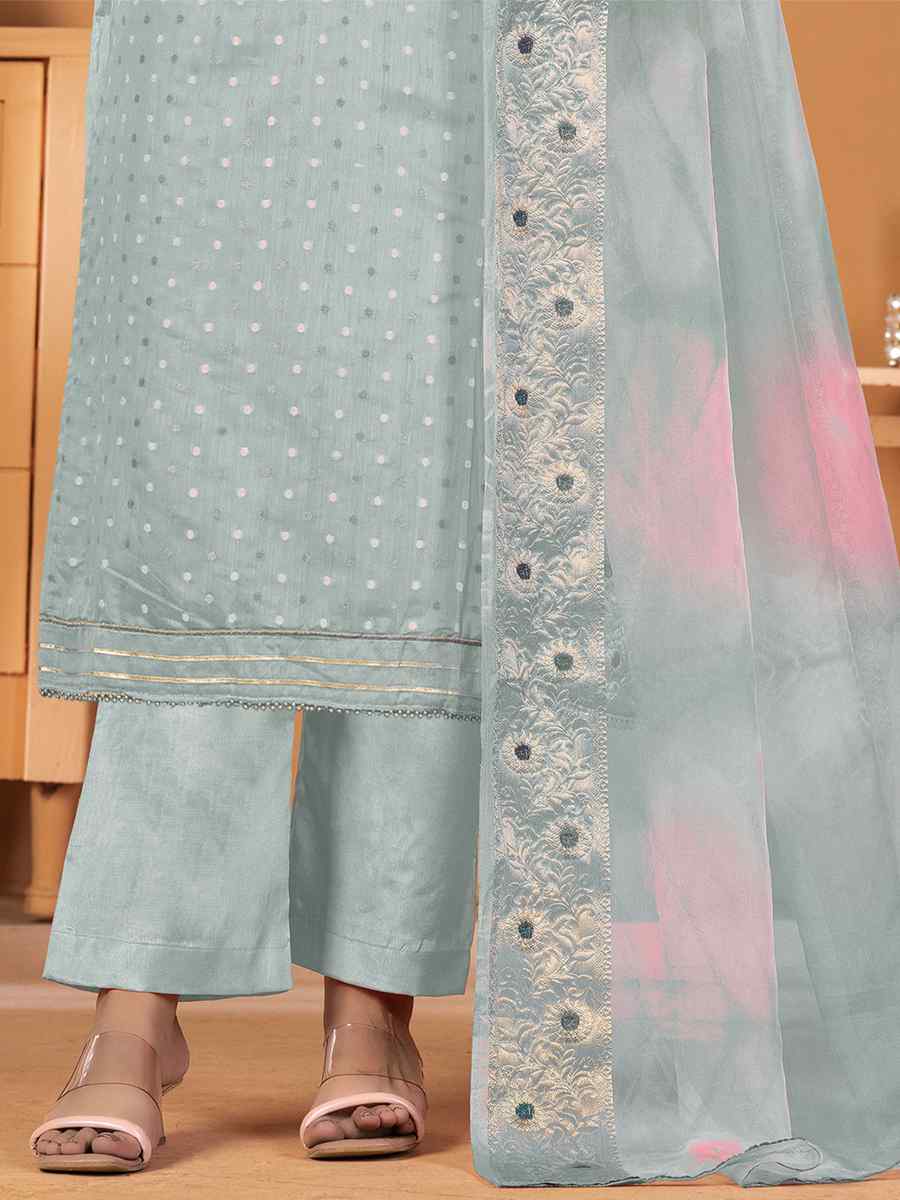 Grey Modal Silk Embroidered Casual Festival Pant Salwar Kameez