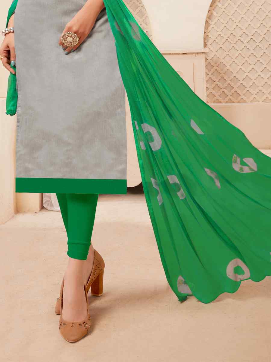 Grey Modal Silk Printed Casual Festival Churidar Salwar Kameez