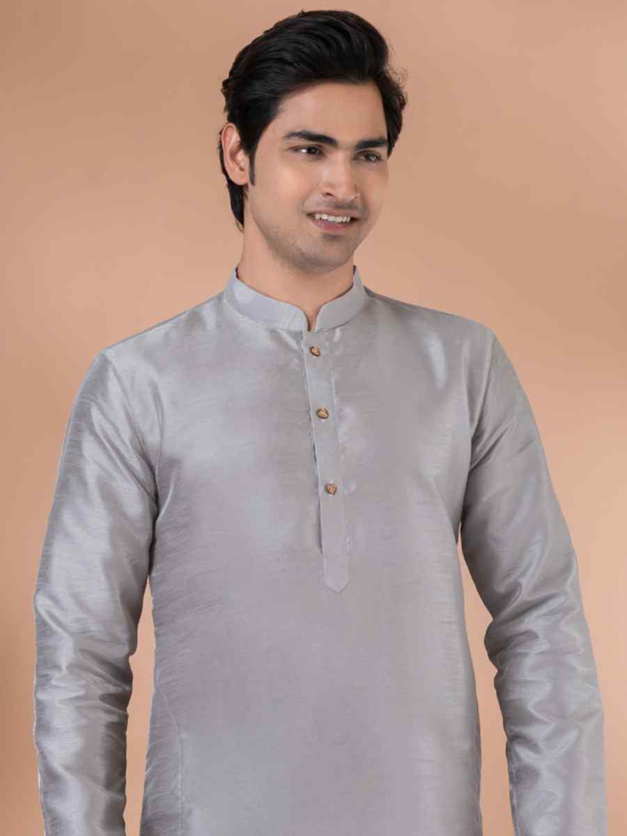 Grey Mono Printed Festival Casual Kurta