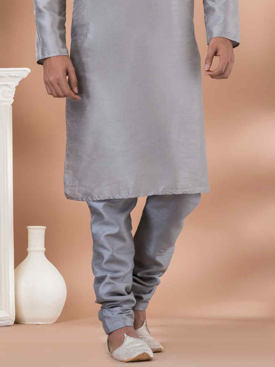 Grey Mono Printed Festival Casual Kurta