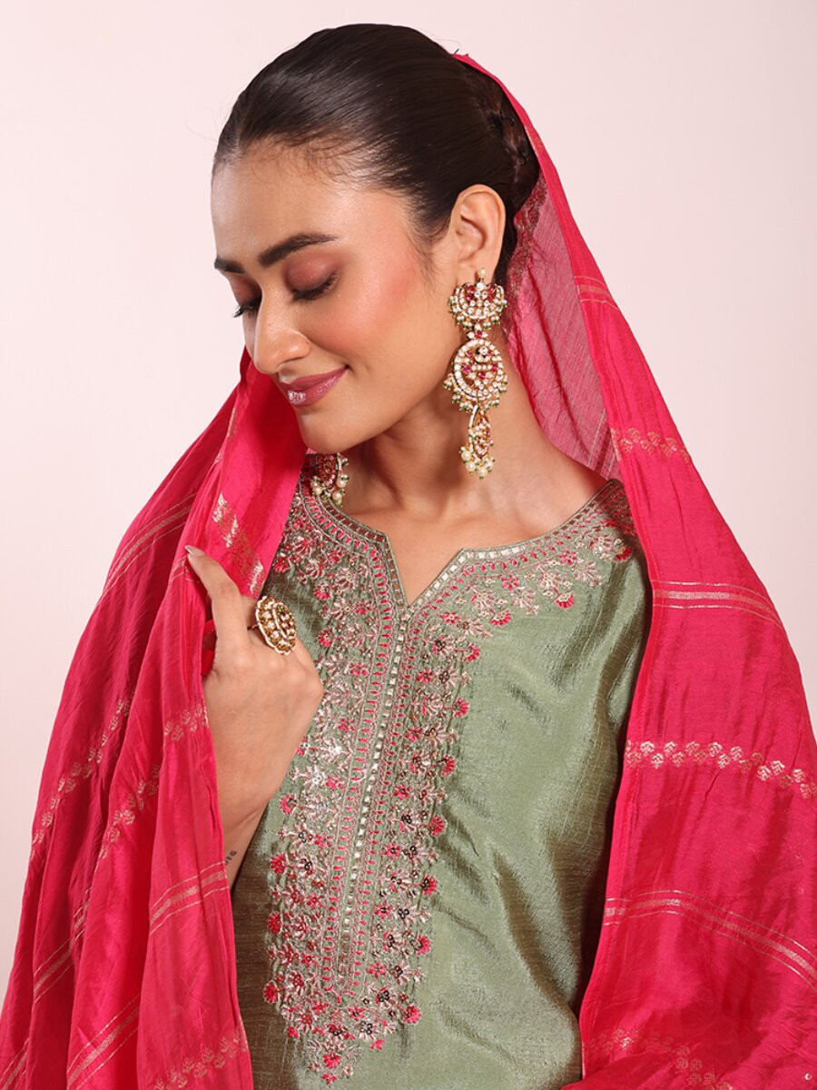 Grey Poly Silk Embroidery Sequins Wedding Party Festival Casual Ready Pant Salwar Kameez