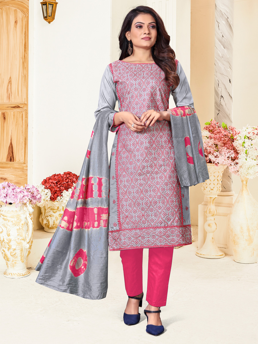 Grey Prampara Silk Printed Casual Festival Pant Salwar Kameez