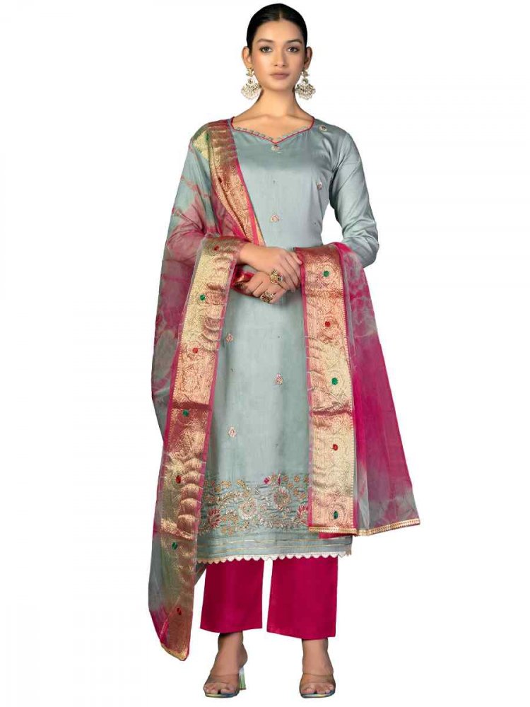Grey Premium Jam Cotton Handwoven Casual Festival Pant Salwar Kameez