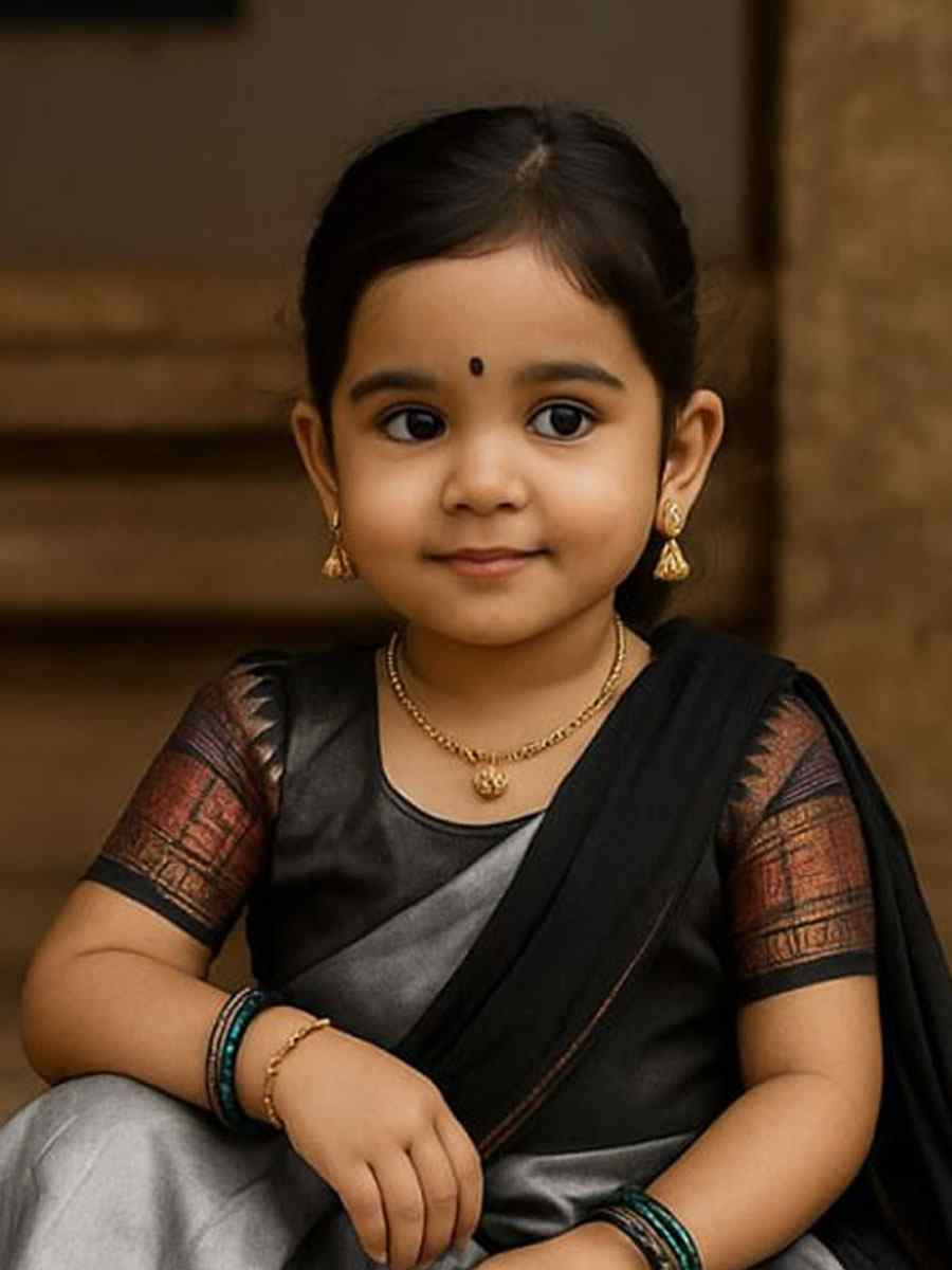 Grey Premium Lichi Silk Brocade Kids Wear Wedding Festival Lehengas Girls Wear