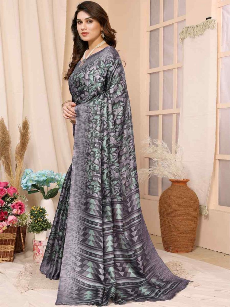 Grey Premiume Printed Casual Festival Contemporary Saree