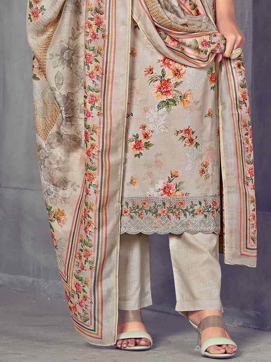 Grey Pure Cotton Printed Casual Festival Pant Salwar Kameez