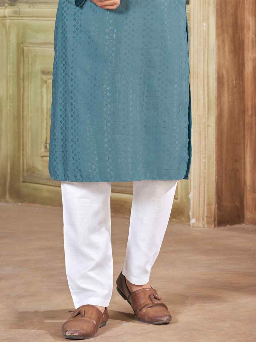 Grey Pure Viscose Embroidered Festival Casual Kurta