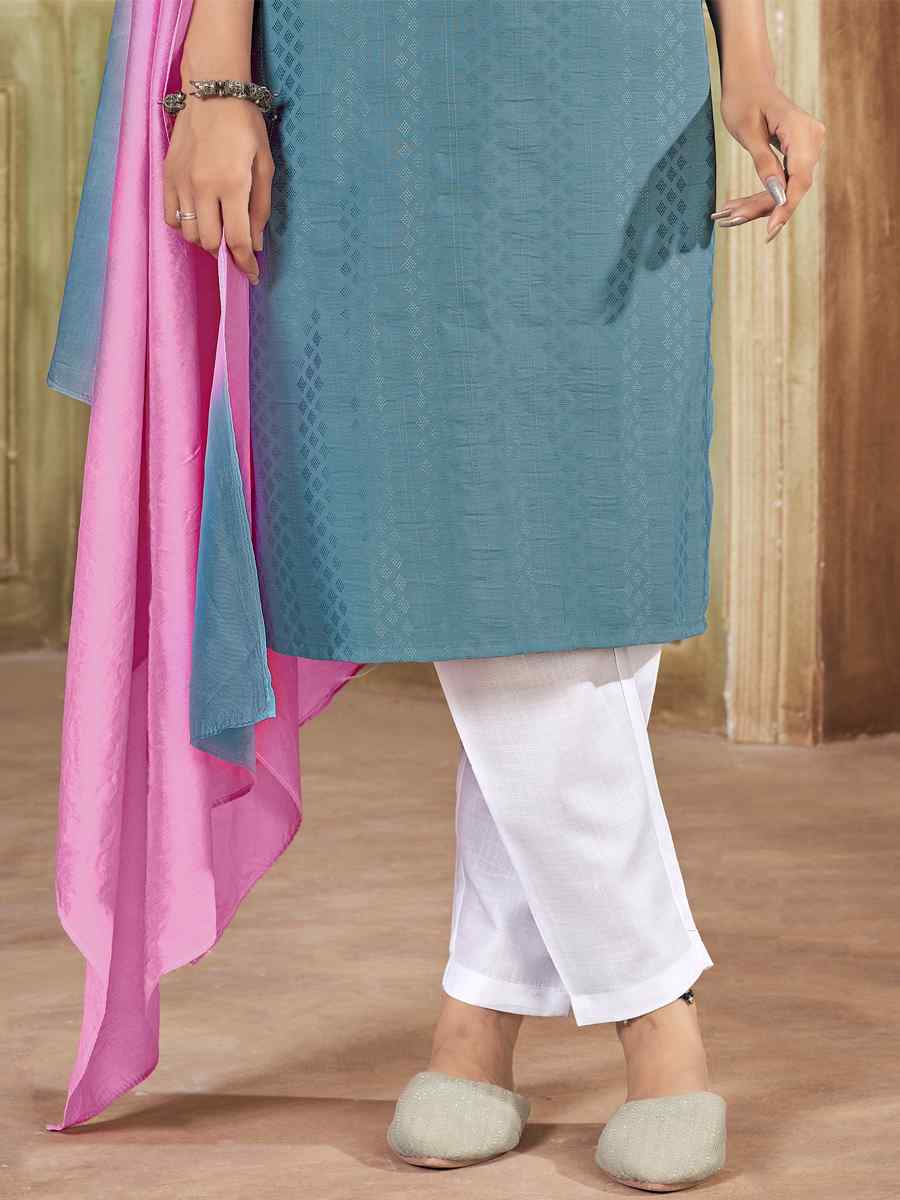 Grey Pure Viscose Embroidered Festival Casual Ready Pant Salwar Kameez