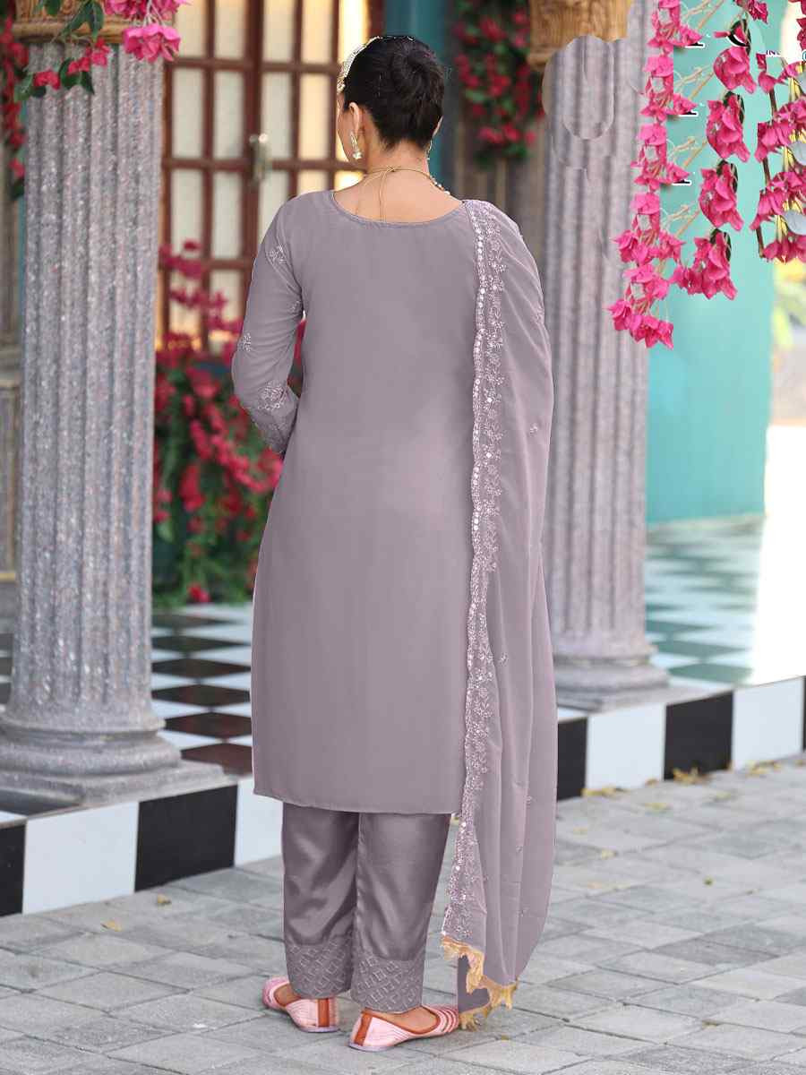 Grey Real Premium Georgette Embroidery Party Wedding Festival Casual Ready Pant Salwar Kameez