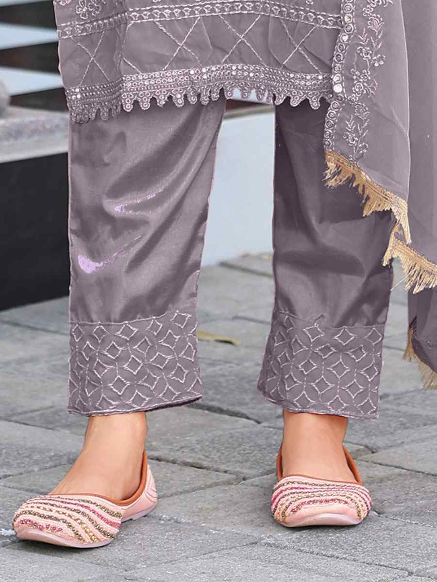Grey Real Premium Georgette Embroidery Party Wedding Festival Casual Ready Pant Salwar Kameez