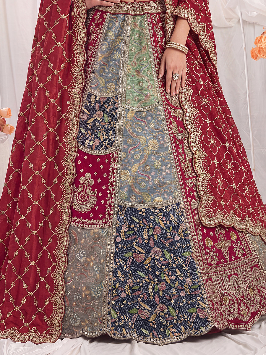 Grey Silk Embroidery Zardosi Sequins Wedding Reception Party Festival Ready Heavy Border Lehenga Choli