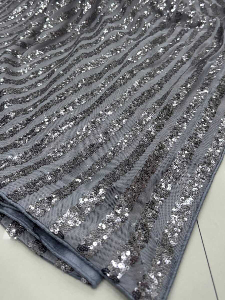 Grey Silk Sequins Wedding Reception Party Festival Casual Heavy Border Sarees
