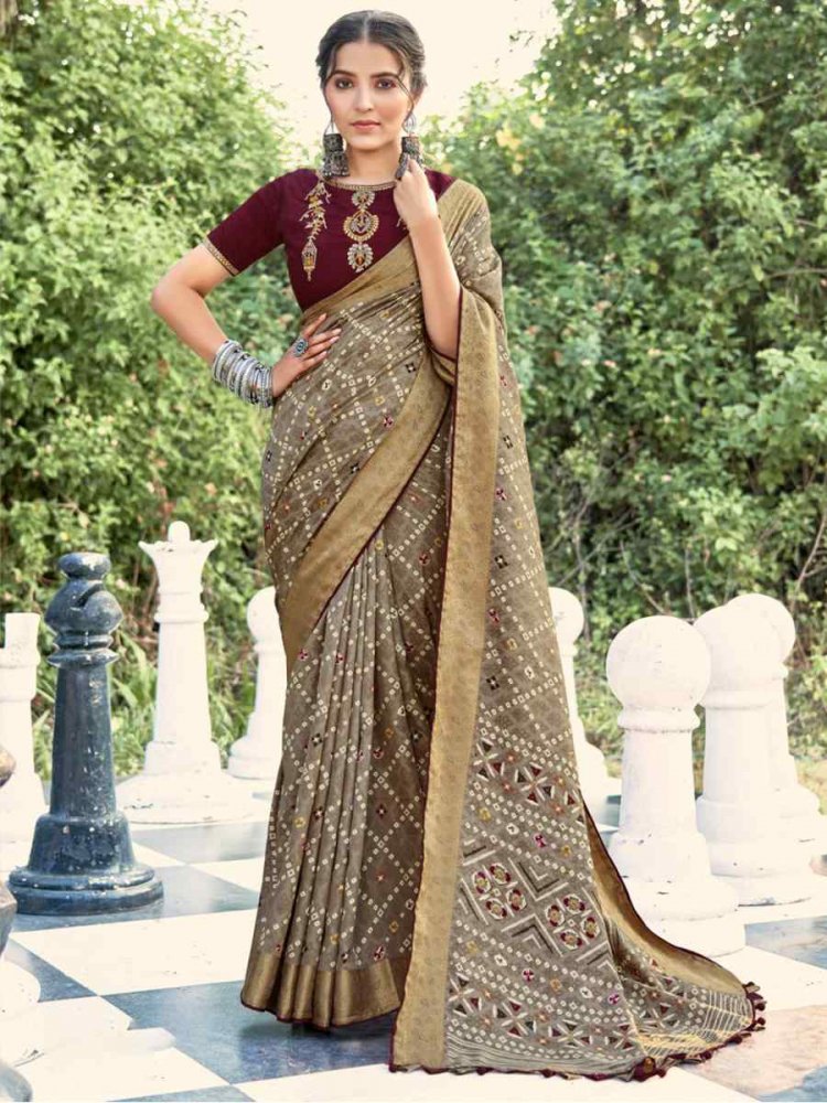 Grey Soft Silk Jacquard Handwoven Casual Festival Classic Style Saree