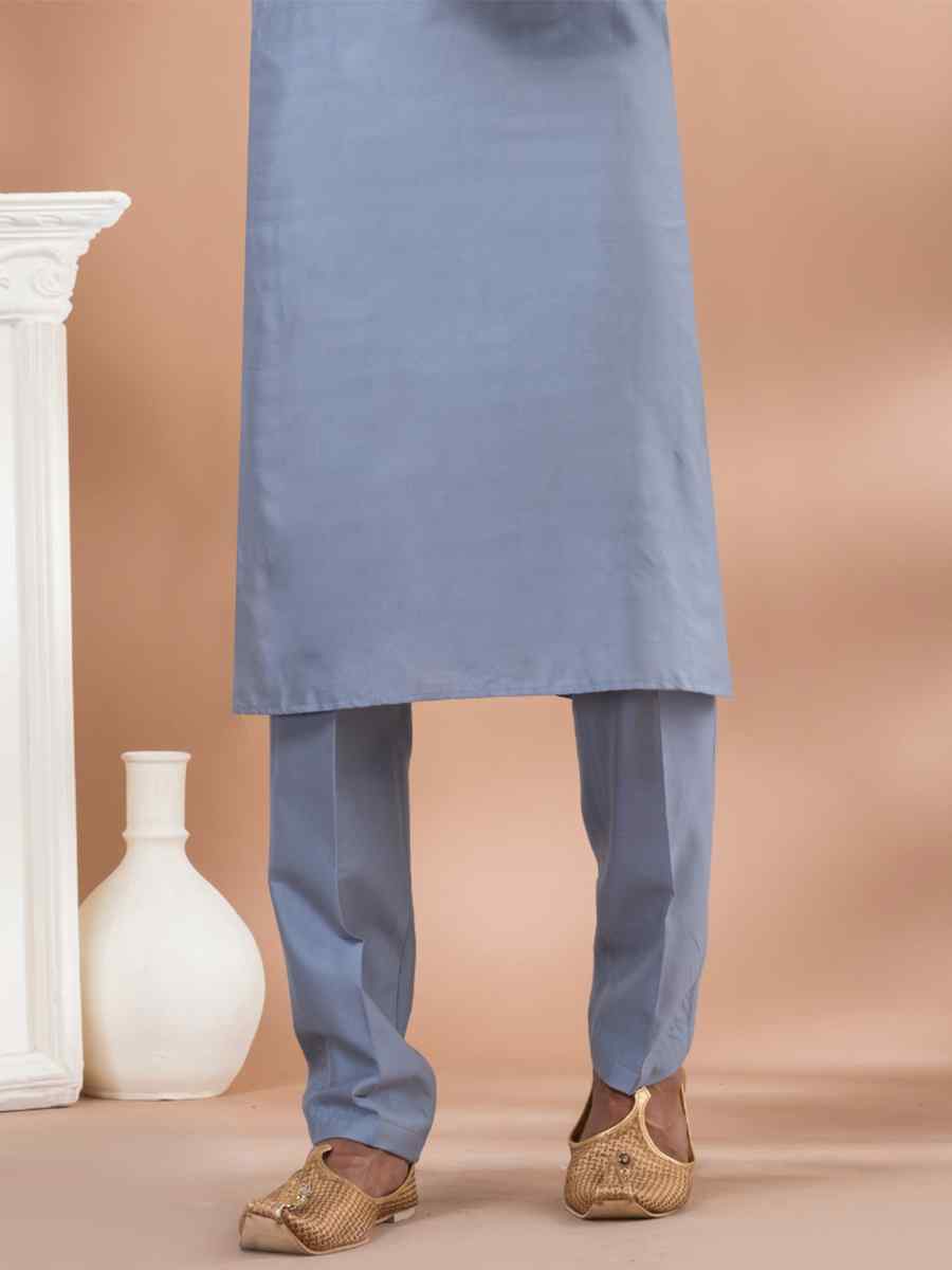 Grey Viscose Woven Festival Wedding Kurta