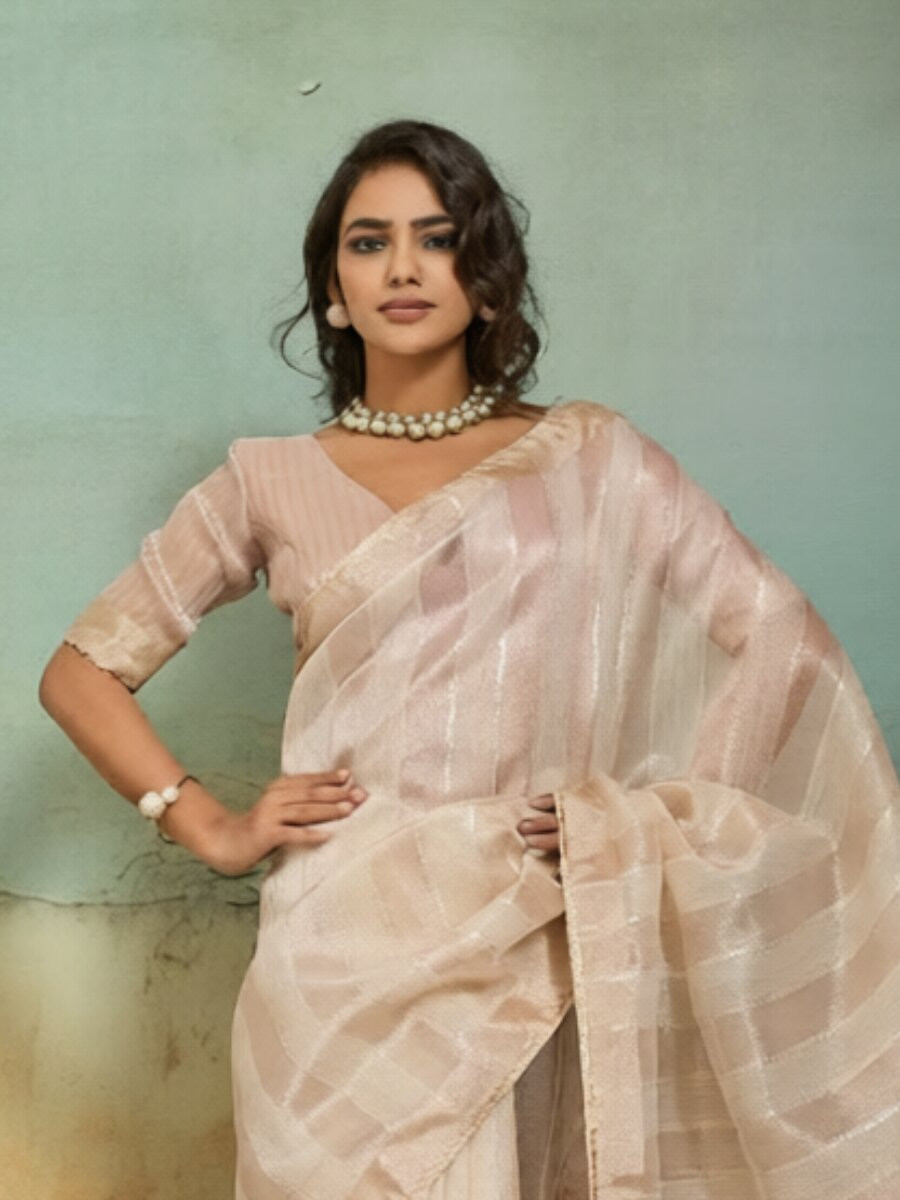 Honey Cotton Silk Plain Wedding Party Festival Casual Reception Classic Style Sarees